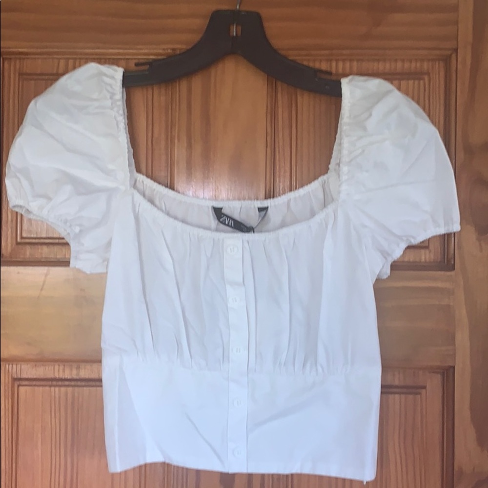 Zara cropped white top size S